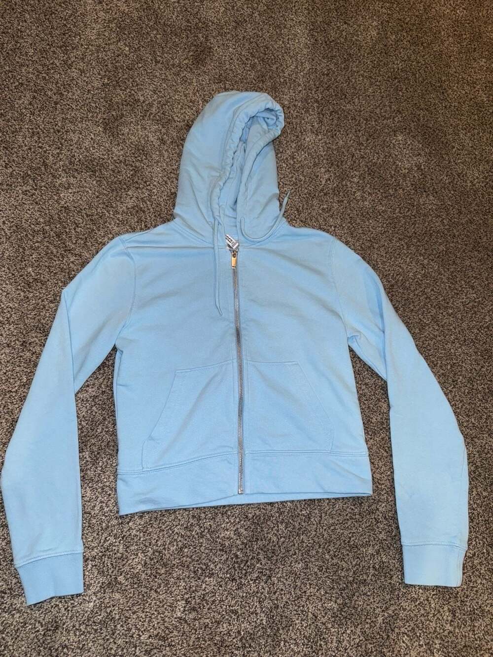 H&M DIVIDED Basic Light Blue Full-Zip Cropped Hoodie